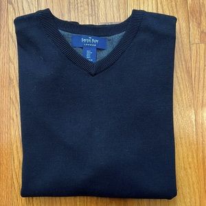 Savile Row Mens Black 100% Cotton V-neck Sweater